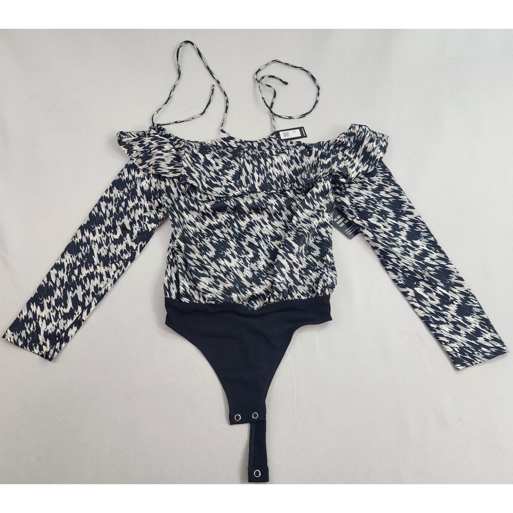 Express blouse bodysuit womens XXS 2XS black metallic $88 ladies